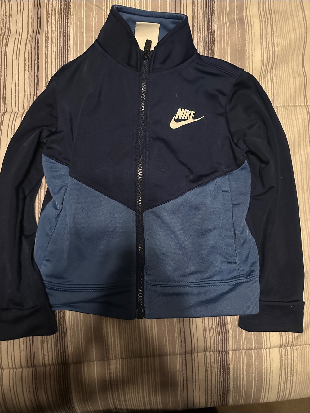 Nike Boys Navy and Light Blue Zip-Front Jacket